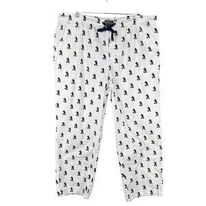 Disney Parks Mickey Mouse Authentic Mens XL White Pajama Pants Pockets Lounge